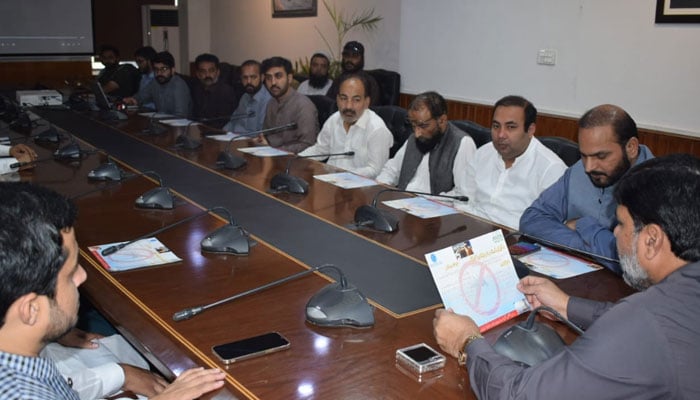 WASA Rawalpindi officials attend a meeting at WASA office in this image released on June 14, 2024. — Facebook/WASA Rawalpindi