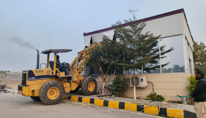 RDA employees while razing an illegal encroachment in an area on January 4, 2024. — Facebook/Rawalpindi Development Authority