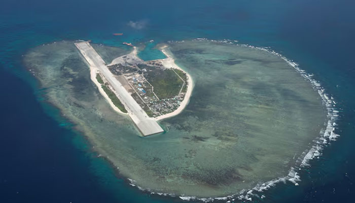 An aerial view shows Thitu Island, locally known as Pag-asa, in the contested Spratly Islands, South China Sea, March 9, 2023. — Reuters