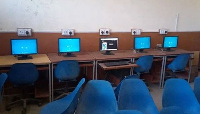 The image shows a computer lab at a school in Khushab. —Facebook/Govt High School Khura Khushab