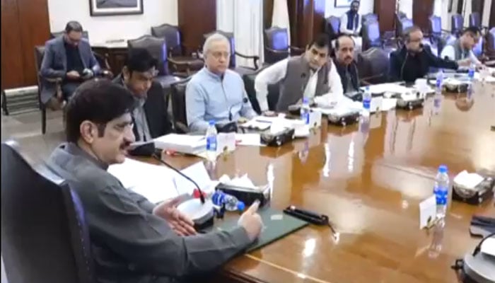 Sindh Chief Minister Syed Murad Ali Shah chairs a meeting regarding the Karachi Safe City Project on June 21, 2024. — x/SindhCMHouse