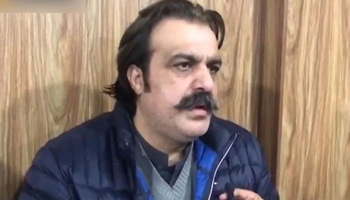 Khyber Pakhtunkhwa Chief Minister Ali Amin Gandapur is seen speaking in this still taken from a video. — X/@PTIofficial