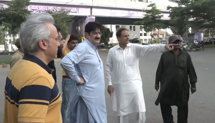 Karachi Mayor Murtaza Wahab briefs Sindh Chief Minister Syed Murad Ali Shah on ongoing preparations of the municipality for the upcoming monsoon rains on June 23, 2024. — Screengrab via Facebook/Barrister Murtaza Wahab