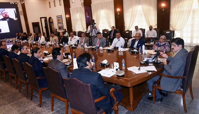 Sindh Chief Minister Syed Murad Ali Shah presides over a meeting to observe the World Environment Day at the CM House on June 5, 2024. — Facebook/Sindh Chief Minister House