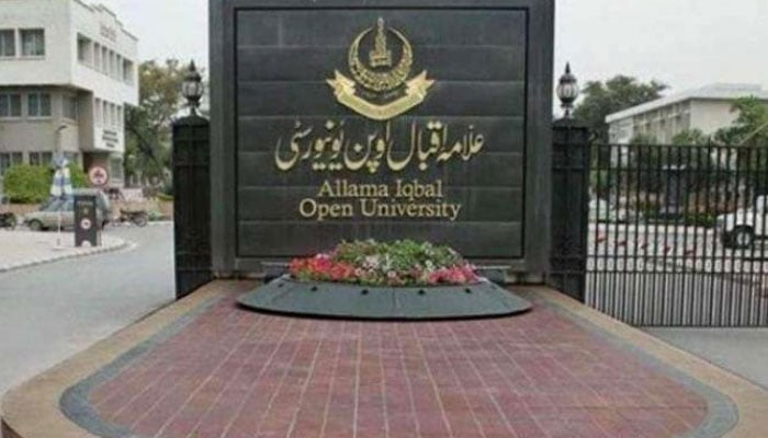 The entrance of the Allama Iqbal Open University can be seen. — APP/File
