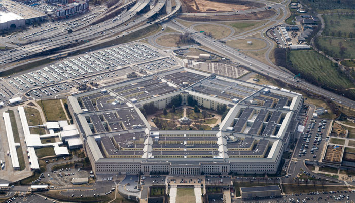 The Pentagon is seen from the air in Washington, U.S., March 3, 2022, more than a week after Russia invaded Ukraine. — Reuters