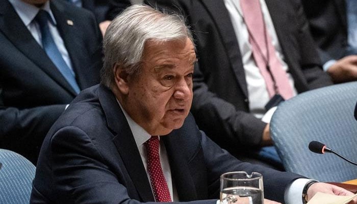 United Nations Secretary-General Ant nio Guterres speaks during a UN Security Council meeting on the impacts of cyber threats on international peace and security at UN headquarters. — AFP