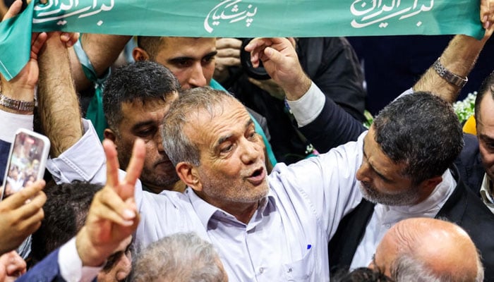 Iranian reformist presidential candidate Massoud Pezeshkian at a campaign rally in Tehran. — AFP/file