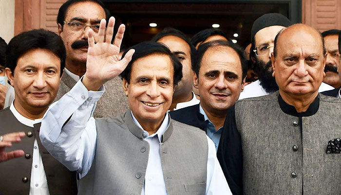 PTI Central President Chaudhry Parvez Elahi arrives to attend an assembly session in Lahore on April 3, 2022. — Online