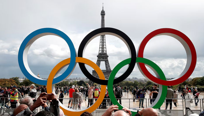 Olympic rings to celebrate the IOC official announcement that Paris won the 2024 Olympic bid are seen in front of the Eiffel Tower at the Trocadero square in Paris, France, September 16, 2017. — Reuters