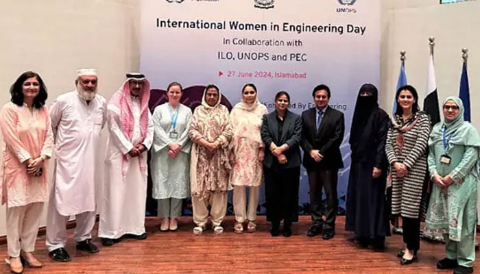 Participants pose for a group photo at the International Women in Engineering Day event on June 27, 2024. — APP
