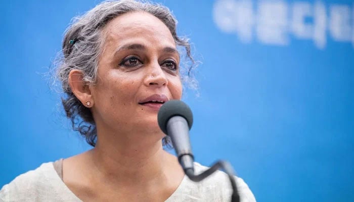 Indian author Arundhati Roy, Grand Laureate for the 2020 Lee Hochul Literary Prize for Peace, speaks during a press conference in Seoul. — AFP File