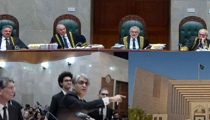 Chief Justice of Pakistan (CJP) Qazi Faez Isa presides over a hearing on June 27, 2024. — Screengrab via YouTube/Geo News