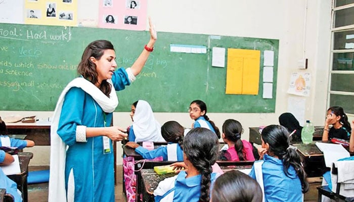 Representational image of a teacher at her classroom teaching students. — The News File/Iqra Sarfaraz