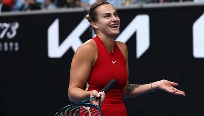 Belarus Aryna Sabalenka reacts as rain delays the play during the womens singles match against USAs Amanda Anisimova on day eight of the Australian Open tennis tournament in Melbourne on January 21, 2024. — AFP File