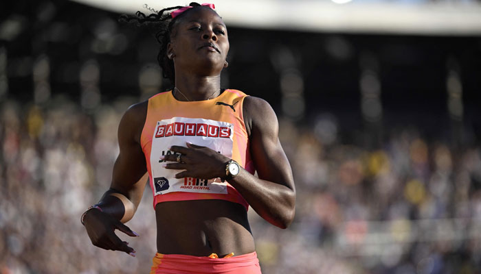 Jamaica´s Shericka Jackson wins the Women´s 200m event of the Stockholm Diamond League athletics meeting in Stockholm, Sweden, on June 2, 2024. — AFP