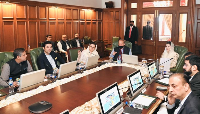 Punjab Chief Minister Maryam Nawaz and PMLN President Muhammad Nawaz Sharif co-chaired a five-hour-long meeting in which the Murree development plan was approved on June 29, 2024.  — Facebook/Maryamazing