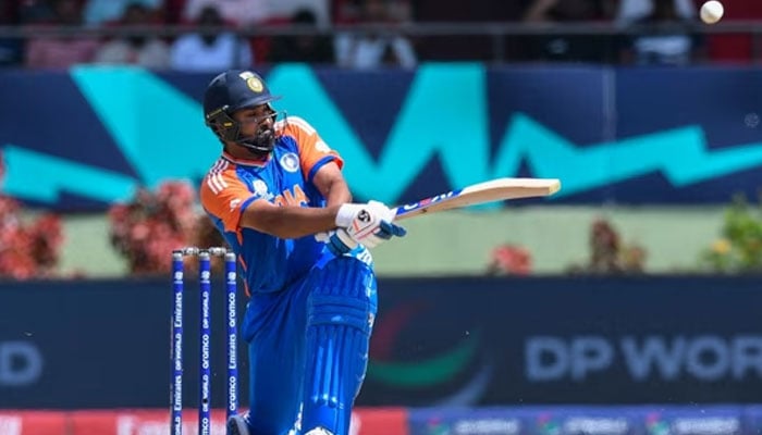 Indias captain Rohit Sharma hits a four. — AFP/file