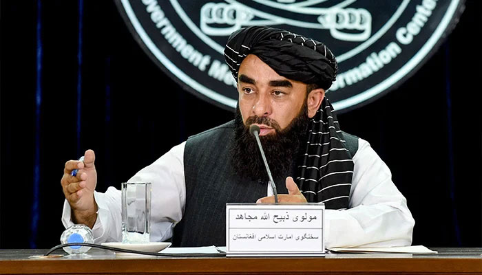 A Taliban spokesman addresses a press conference in Kabul on June 29, 2024. — AFP