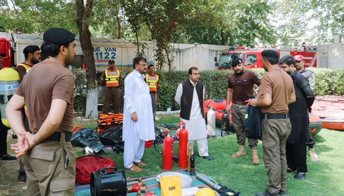Nowshera Deputy Commissioner Bashir Ahmed visits the Rescue Station 77 in Nowshera Cantonment on Jul 1, 2024. — Facebook/DCNowshera