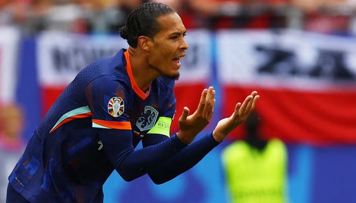 Netherlands Virgil van Dijk reacts during their Euro 2024 match against Poland in  Hamburg, Germany on June 16, 2024. — Reuters