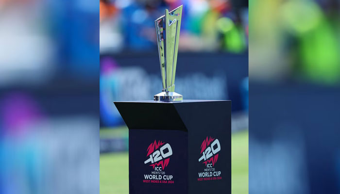 General view of the ICC T20 World Cup trophy before the match at Kensington Oval, Bridgetown, Barbados on June 29, 2024. — Reuters