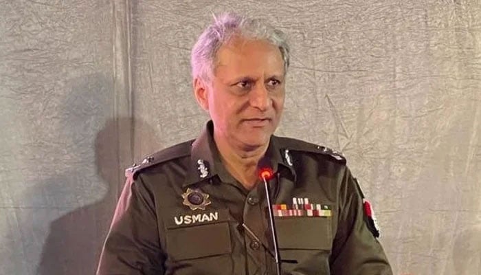 Inspector General Police Punjab Dr Usman Anwar can be seen in this image during a press conference on January 16, 2024. — Facebook/Punjab Police Pakistan