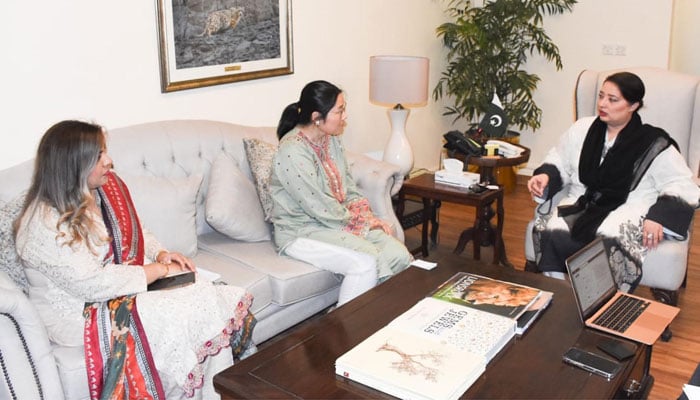 Coordinator to Prime Minister on Climate Change Romina Khurshid Aalm meets 3-member delegation of the United Nations Environment Programme’s Denmark Mission, led by Senior Econ­omist on Jul 1, 2024. — PID