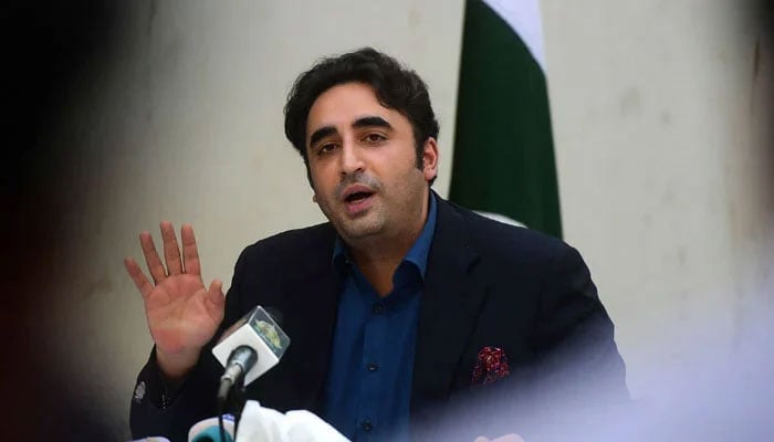 Chairman of the Pakistan People’s Party (PPP) Bilawal Bhutto Zardari addressing a press conference in this undated picture. — AFP/File