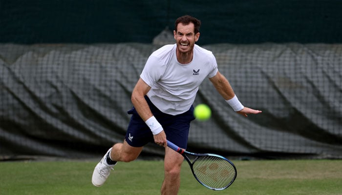 Britains Andy Murray during a practice session at All England Lawn Tennis and Croquet Club, London, Britain on July 1, 2024 .— Reuters