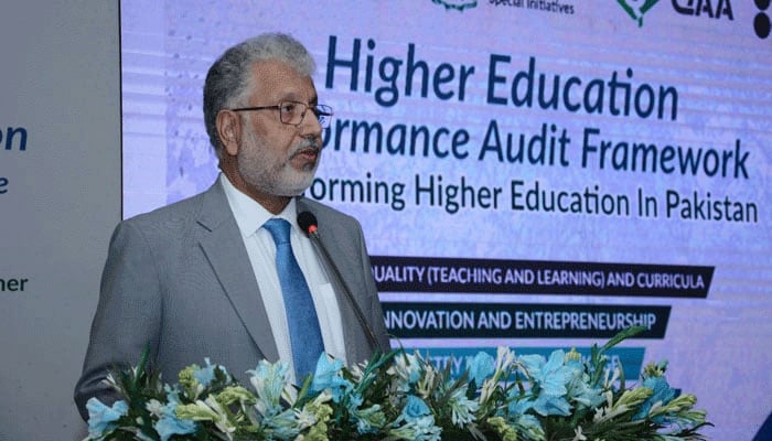 Chairman of the HEC Dr Mukhtar Ahmad can be seen in this image released on August 12, 2023. — Facebook/Higher Education Commission, Pakistan