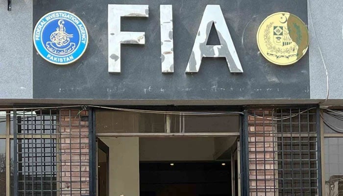 The Federal Investigation Agency logo can be seen outside the FIA building in Islamabad. — FIA Website/File