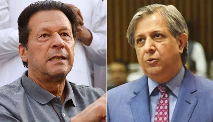 Former prime minister Imran Khan (left) and Federal Law Minister Azam Nazeer Tarar. — AFP/APP/File