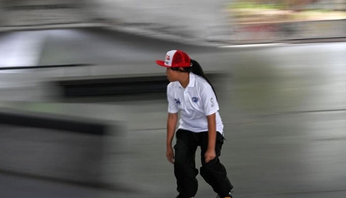 Thailands 12-year-old skateboarder Vareeraya Sukasem trains at Hua Mak skate park in Bangkok ahead of this months Olympics. — AFP/file