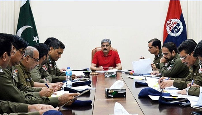 Capital City Police Officer (CCPO) Bilal Siddique Kamyana chairs a meeting at the CCPO office on May 11, 2024. — Facebook/Capital City Police Lahore