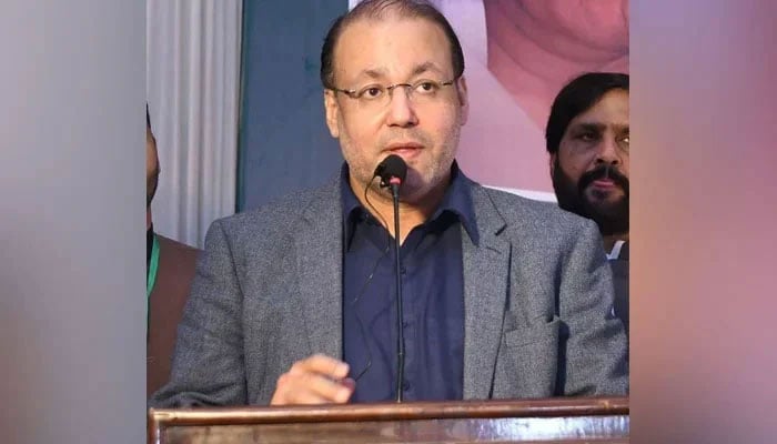 Provincial Minister for Industries and Commerce Chaudhry Shafay Hussain addresses an event this image released on March 21, 2023. — Facebook/Chaudhry Shafay Hussain