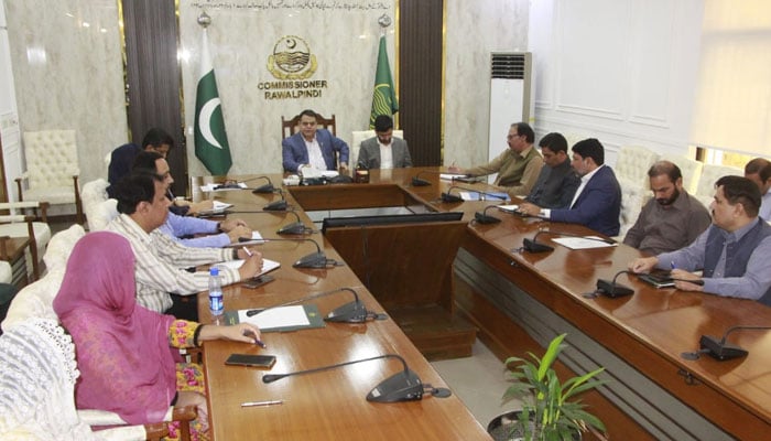 Commissioner Rawalpindi Division Aamir Khattak chairs the Division Coordination Committee (DCC) meeting on July 3, 2024. — Facebook/Commissioner Rawalpindi Official