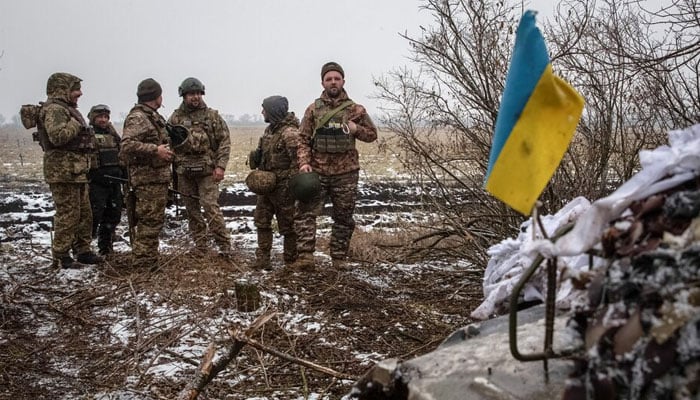 Ukrainian servicemen stand at their positions near a front line, amid Russias attack on Ukraine, in Donetsk region, Ukraine February 1, 2023. — Reuters