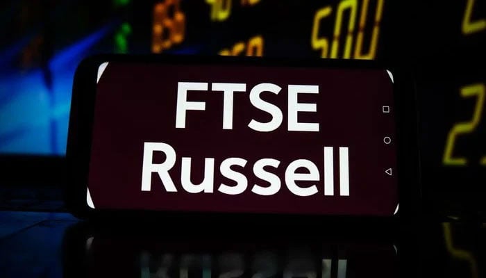 The logo of the Global index provider FTSE Russell seen in a mobile screen. — FTSE russell website