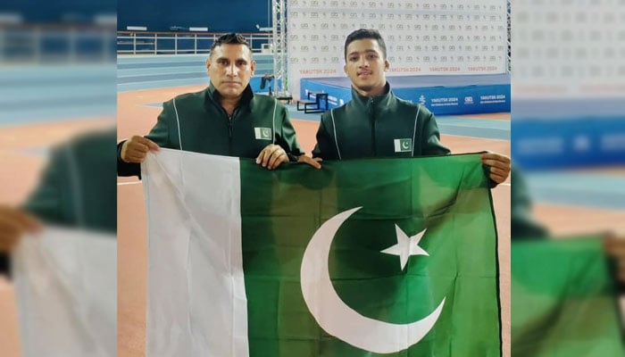 Pakistan’s wrestler Hassan Ali Bhola seen after winning gold medal in the 70kg category of the Children of Asia Games 2024 in Russia. — X@Muneeb313_/file