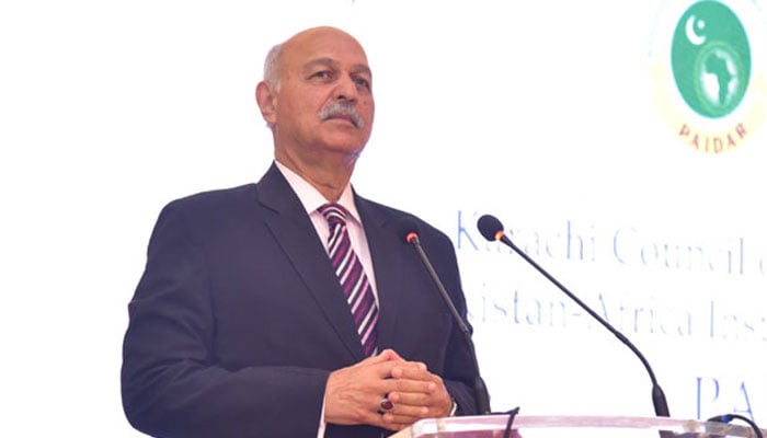 Senator Mushahid Hussain Syed speaks at an event on May 19, 2024. — Supplied