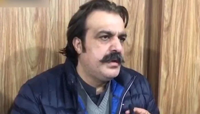 Khyber Pakhtunkhwa Chief Minister Ali Amin Gandapur  is seen speaking in this still taken from a video. — X/@PTIofficial