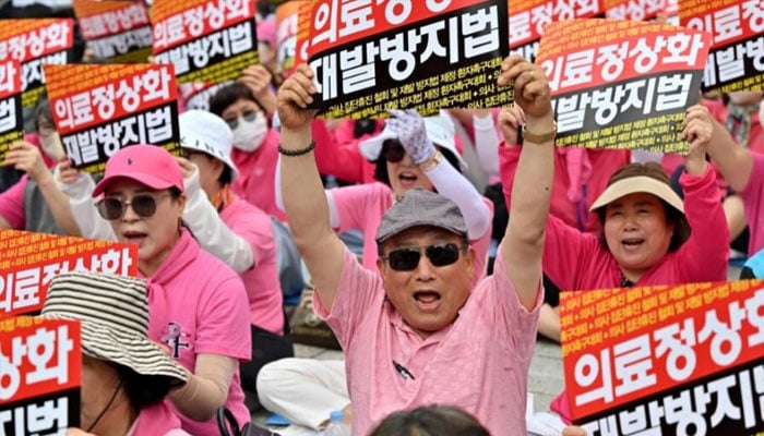 Members of South Korean patient advocacy groups protesting in Seoul on July 4, 2024. — AFP/file