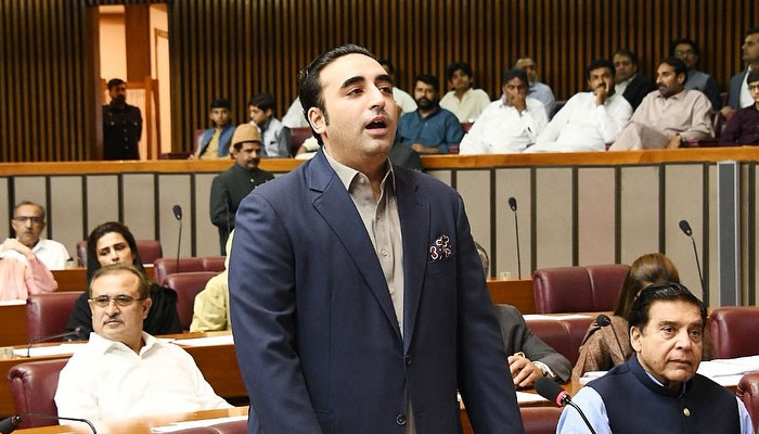 Pakistan Peoples Party (PPP) Chairman Bilawal Bhutto Zardari speaks during an NA session on June 25, 2024. — Facebook/Pakistan Peoples Party - PPP