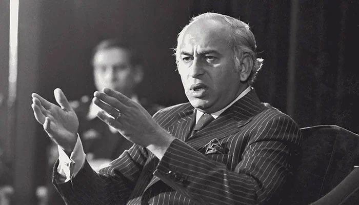 An undated image of former prime minister and Pakistan Peoples Party (PPP) founder Zulfiqar Ali Bhutto (late). — PID/File