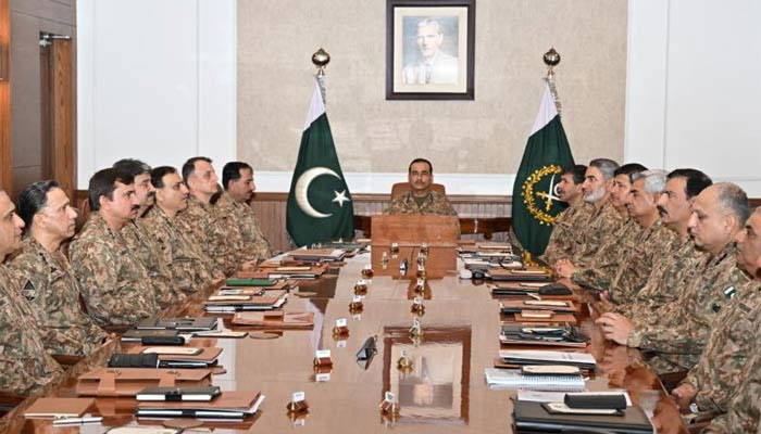 Chief of Army Staff (COAS) General Syed Asim Munir presides over 265th Corps Commanders’ Conference (CCC) at GHQ on July 5, 2024. — ISPR