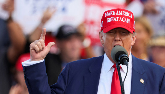 Former US President and Republican presidential candidate Donald Trump speaks during his campaign event, in Racine, Wisconsin, US June 18, 2024. — Reuters