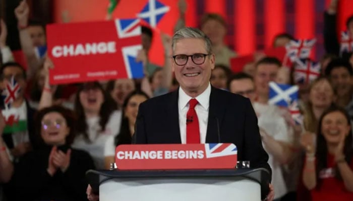 Labour leader and UK PM Keir Starmer addresses supporters in London on Friday, July 5, 2024 after his party won the general election in a landslide.— Reuters