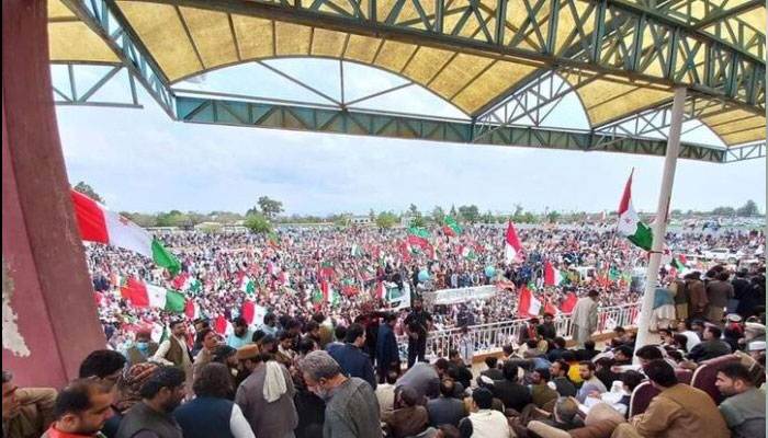 An image of the public rally in Manserhra KP on July 6, 2024.— X@PTItigers21