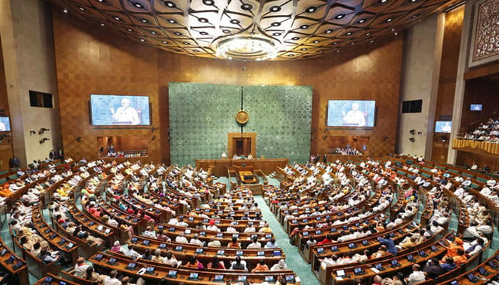 This picture shows the inauguration ceremony of the new parliament building in New Delhi. — AFP/File